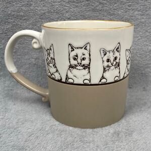 Spectrum Designz Mug Beige Cats Large Ceramic Coffee Cup 21oz Two Tone Neutral